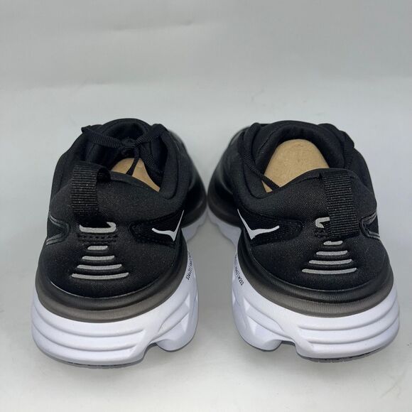 HOKA WOMENS BONDI 8 1127952 WHITE/BLACK MESH COMFORTABLE RUNNING SHOES SIZE 7B - Picture 3 of 5